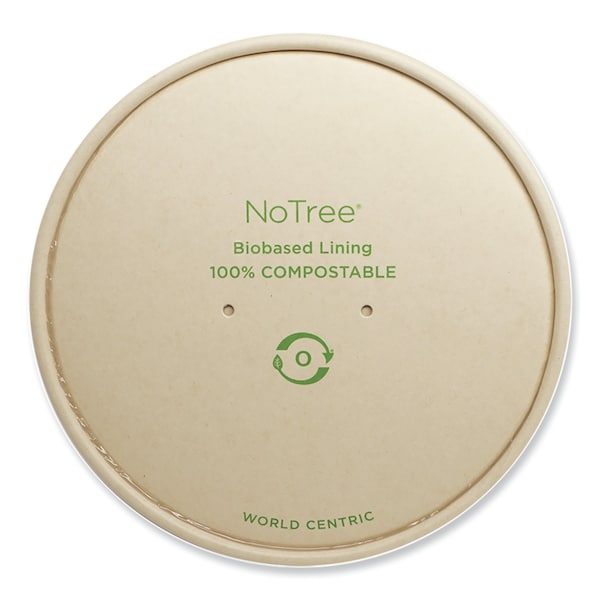 World Centric Paper Lids for Bowls. 5.9 in. Diameter, Natural, Paper, 300PK BOL-NT-24W - main